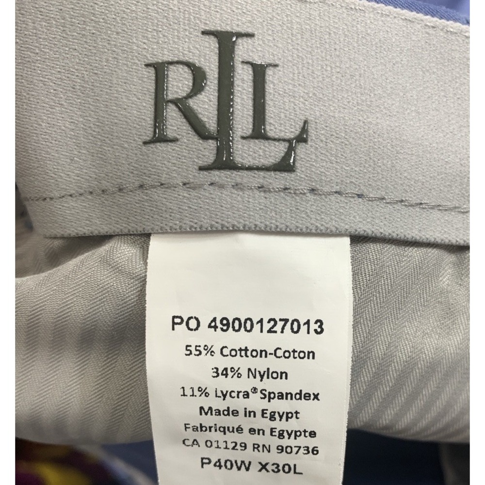Lauren Ralph Lauren Pants Mens 40x30 Blue Performance Classic Fit Cotton Stretch - Picture 4 of 12